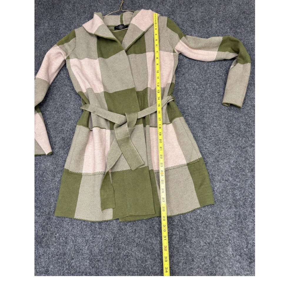 Talbots Cardigan Women Small Green Tan Buffalo Check Plaid Button Front Knit - Picture 8 of 11